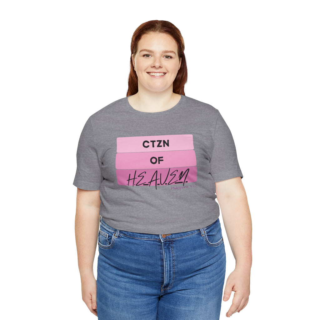 Citizen of Heaven Tee — Pink Bar Script Christian Faith T‑Shirt