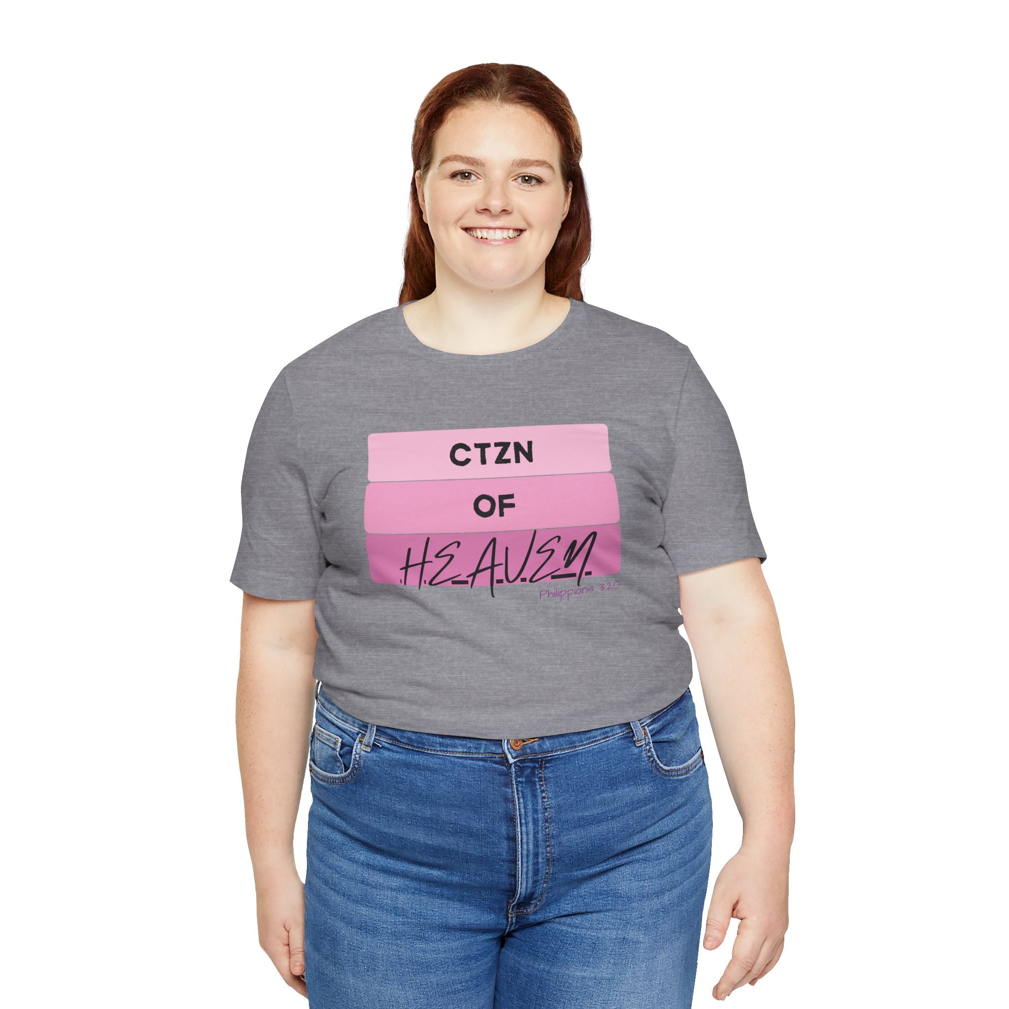 Citizen of Heaven Tee — Pink Bar Script Christian Faith T‑Shirt