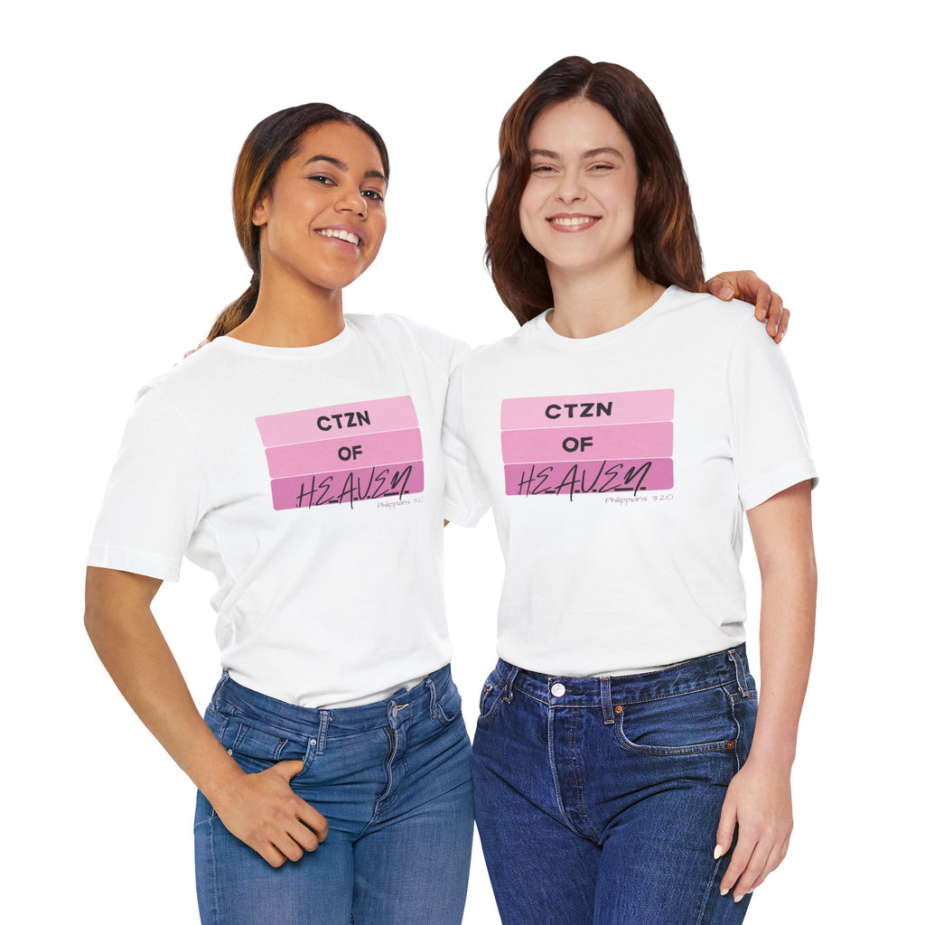 Citizen of Heaven Tee — Pink Bar Script Christian Faith T‑Shirt