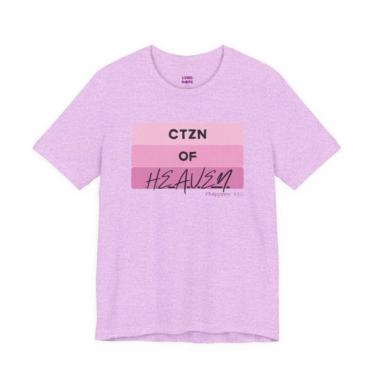 Citizen of Heaven Tee — Pink Bar Script Christian Faith T‑Shirt