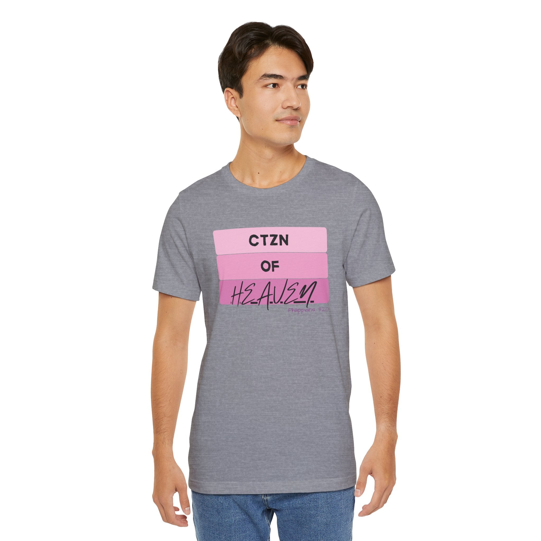 Citizen of Heaven Tee — Pink Bar Script Christian Faith T‑Shirt