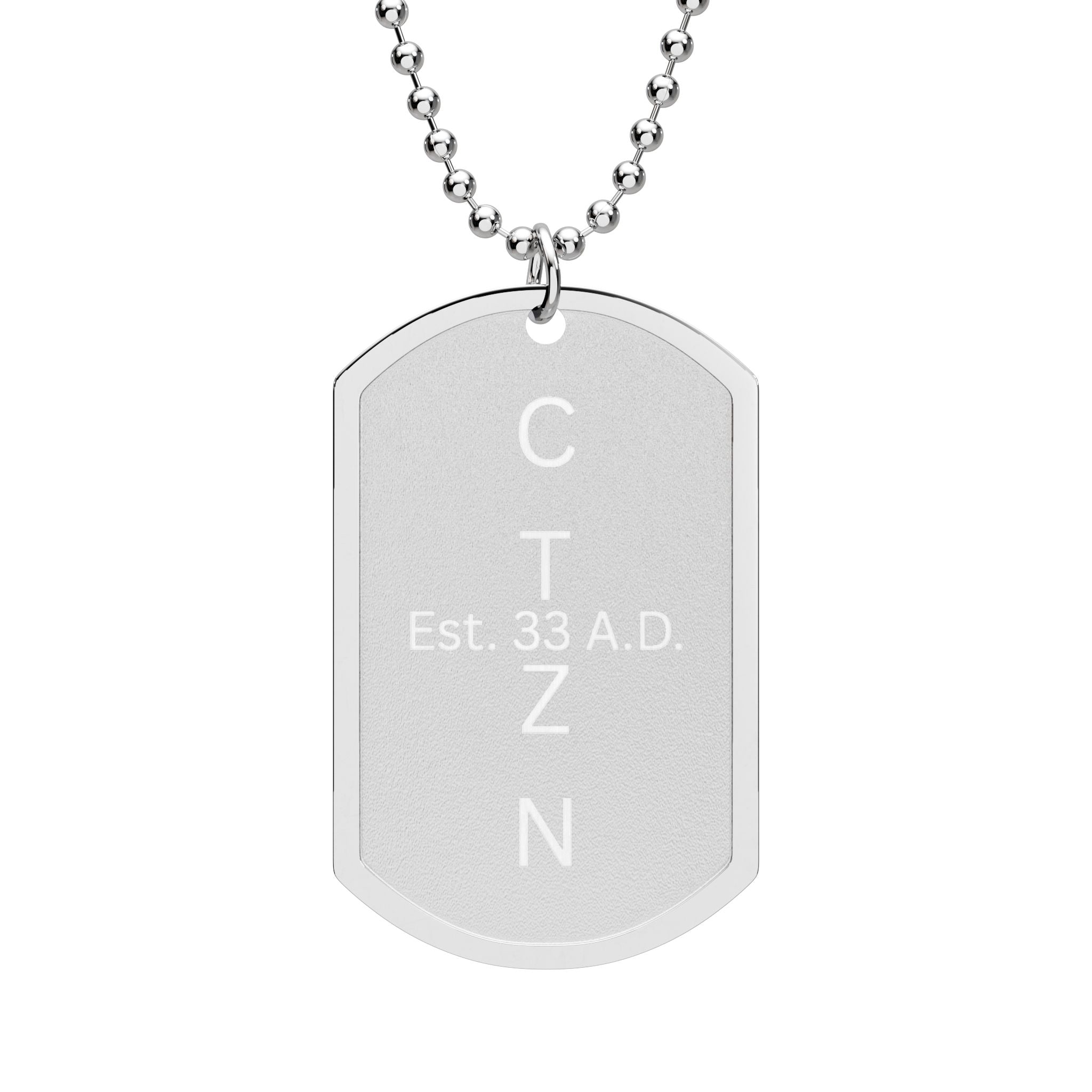 CTZN Vertical Engraved Dog Tag with Chain | Est. 33 A.D.