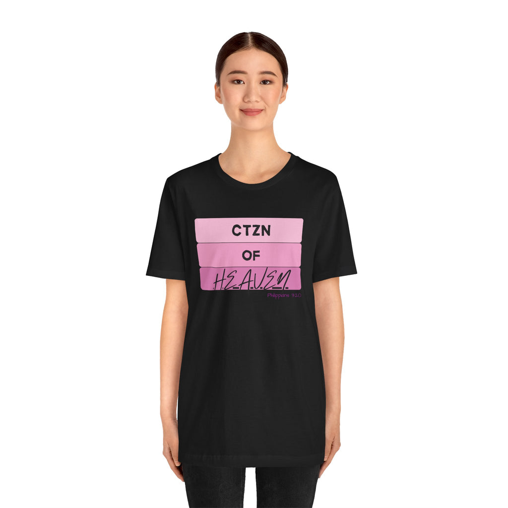 Citizen of Heaven Tee — Pink Bar Script Christian Faith T‑Shirt