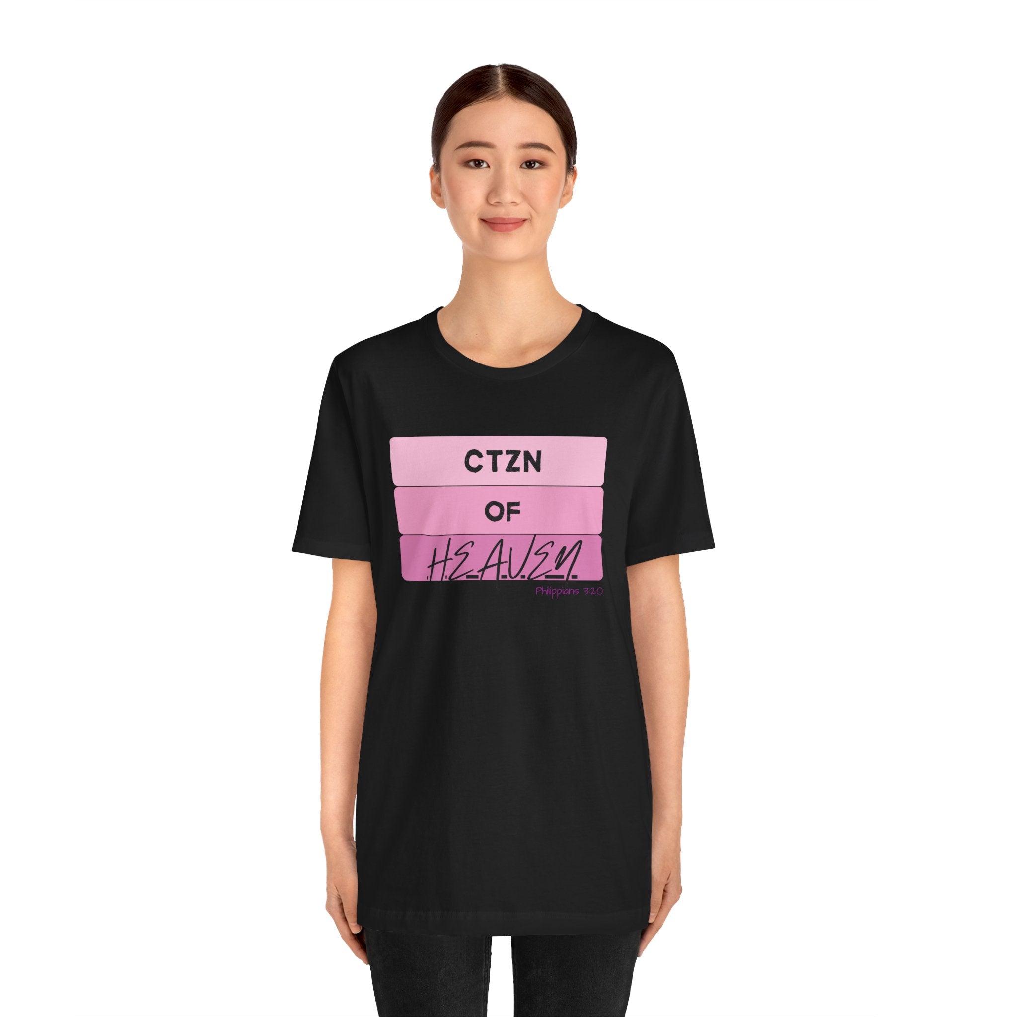 Citizen of Heaven Tee — Pink Bar Script Christian Faith T‑Shirt