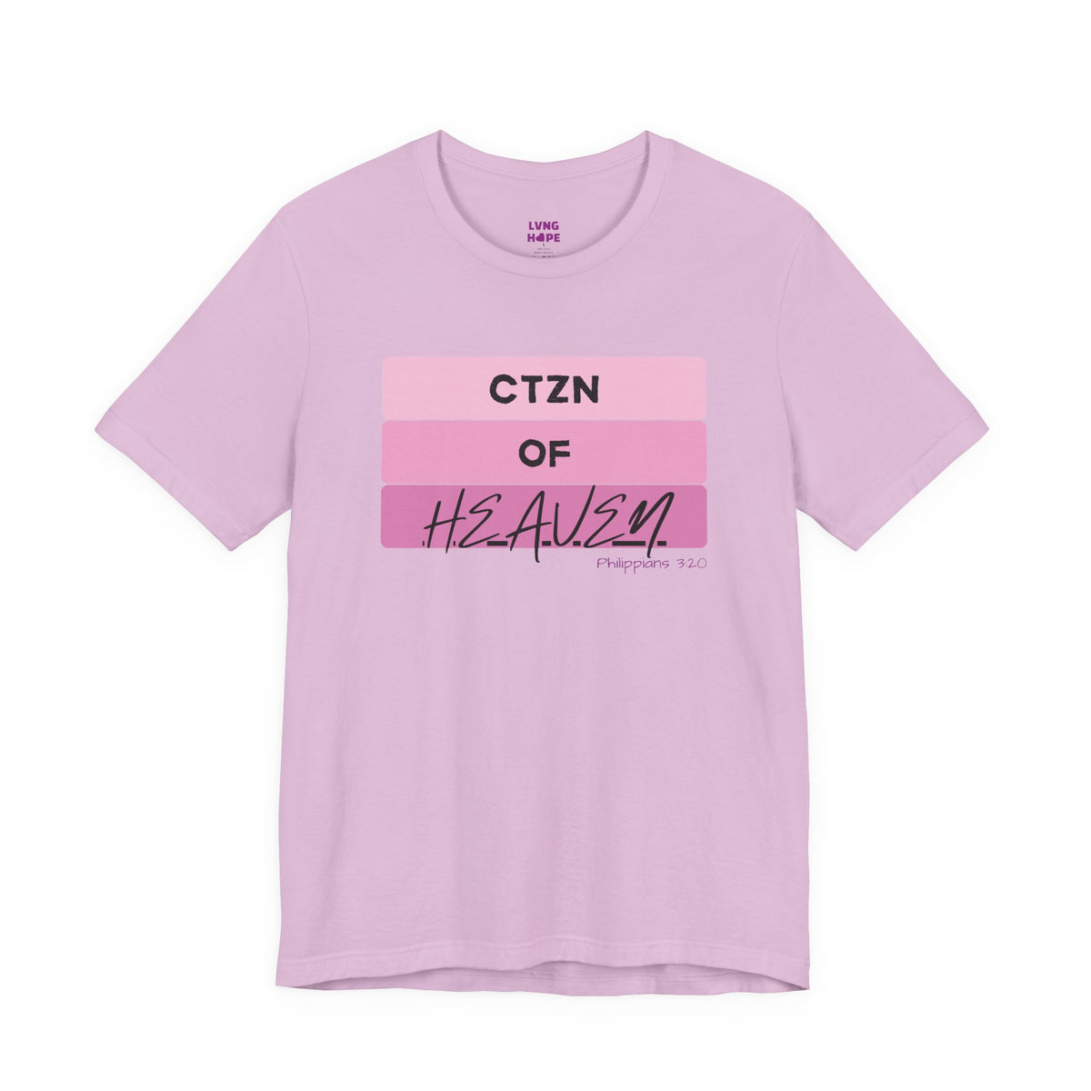 Citizen of Heaven Tee — Pink Bar Script Christian Faith T‑Shirt