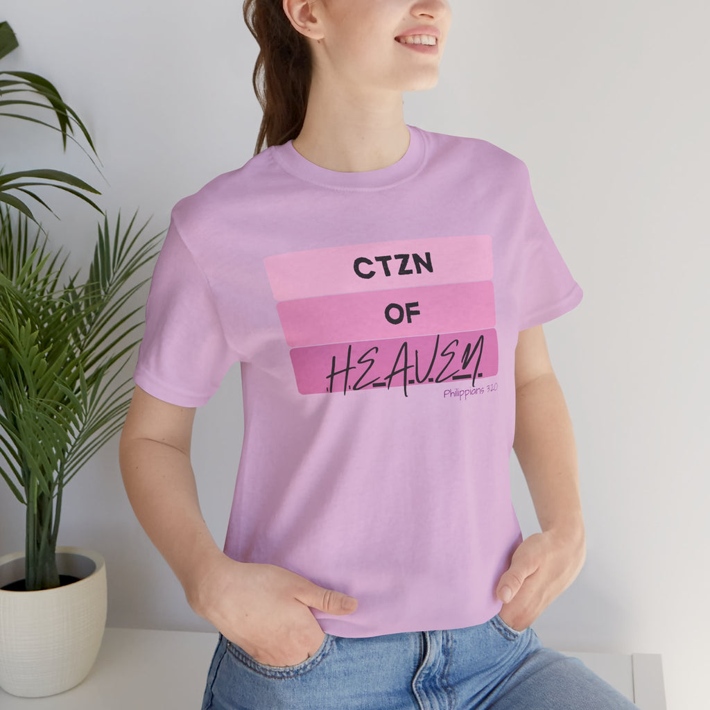 Citizen of Heaven Tee — Pink Bar Script Christian Faith T‑Shirt
