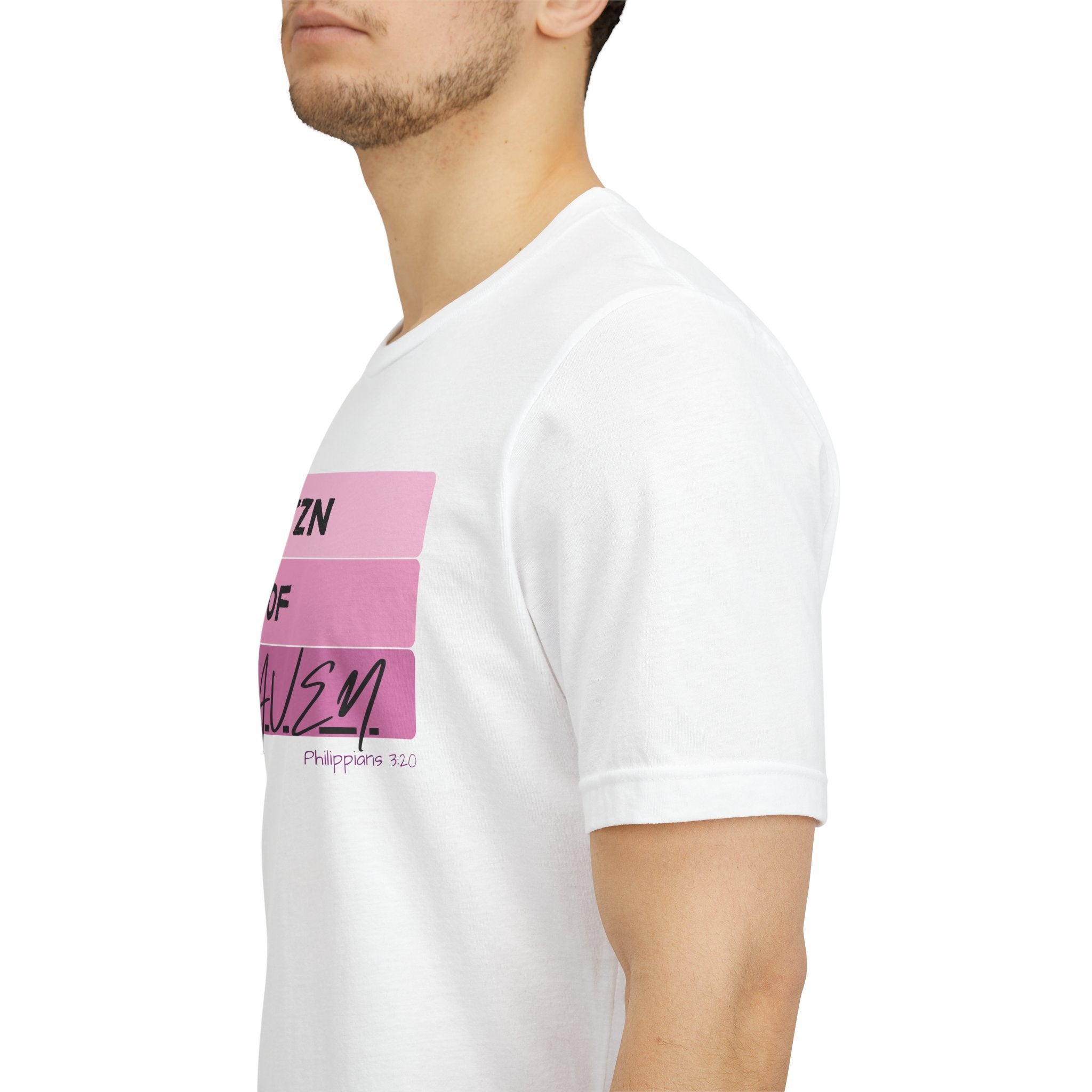 Citizen of Heaven Tee — Pink Bar Script Christian Faith T‑Shirt