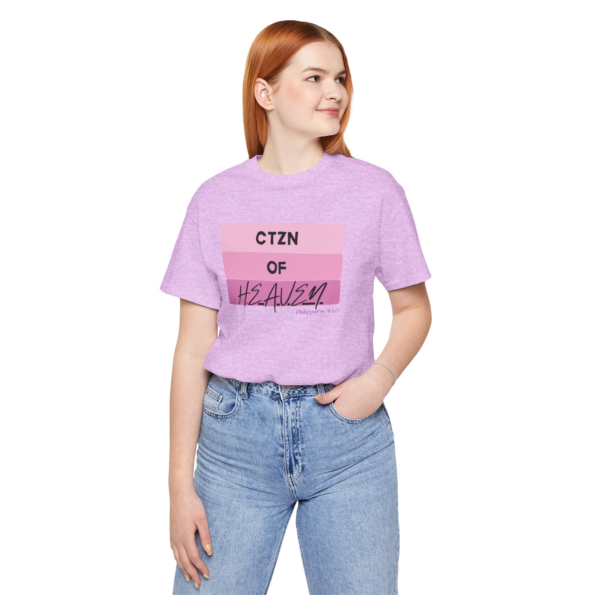 Citizen of Heaven Tee — Pink Bar Script Christian Faith T‑Shirt