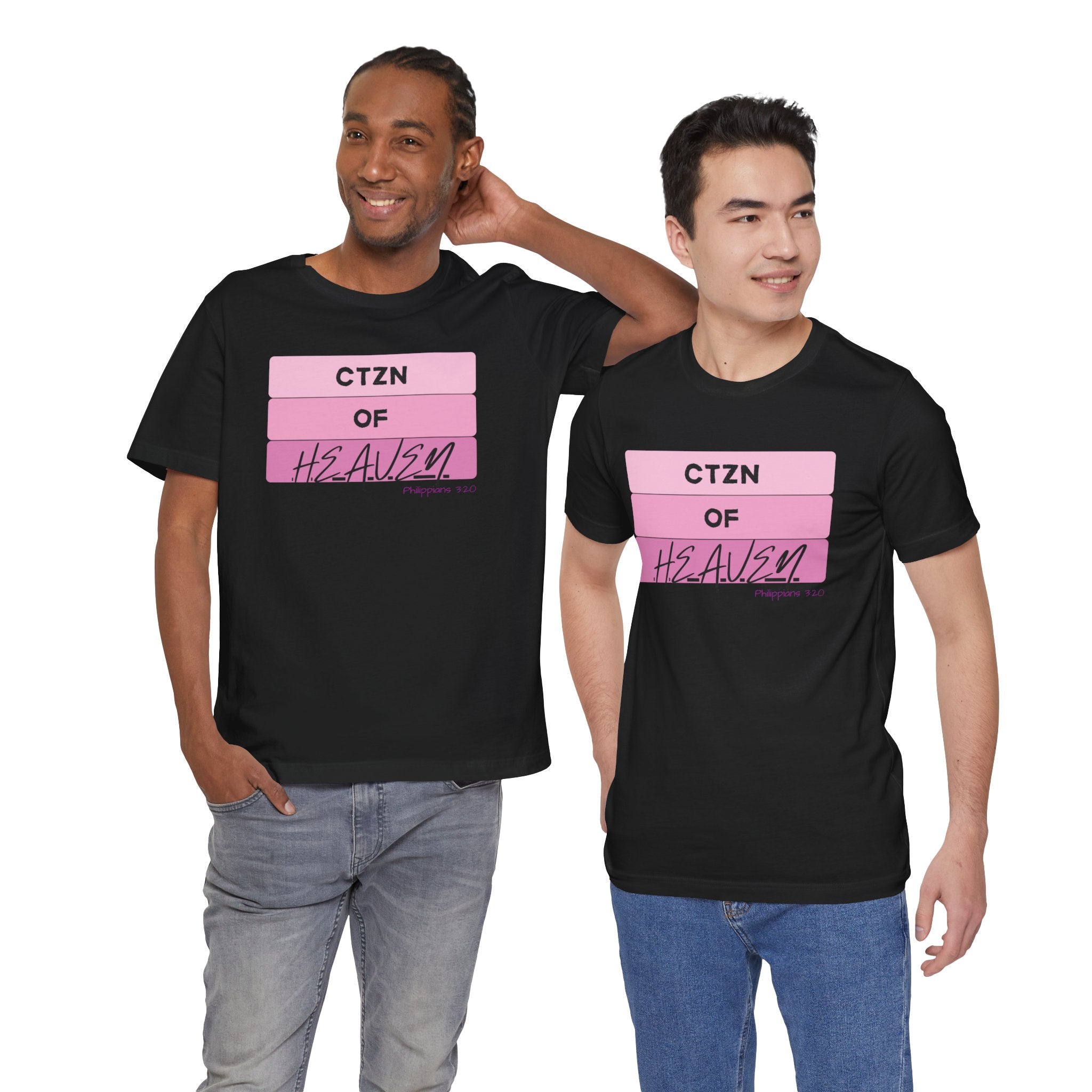 Citizen of Heaven Tee — Pink Bar Script Christian Faith T‑Shirt