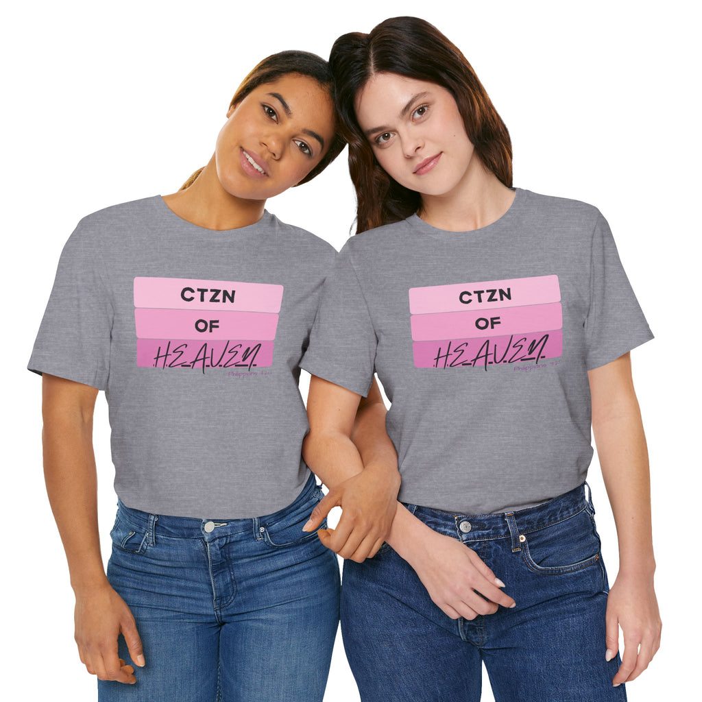 Citizen of Heaven Tee — Pink Bar Script Christian Faith T‑Shirt