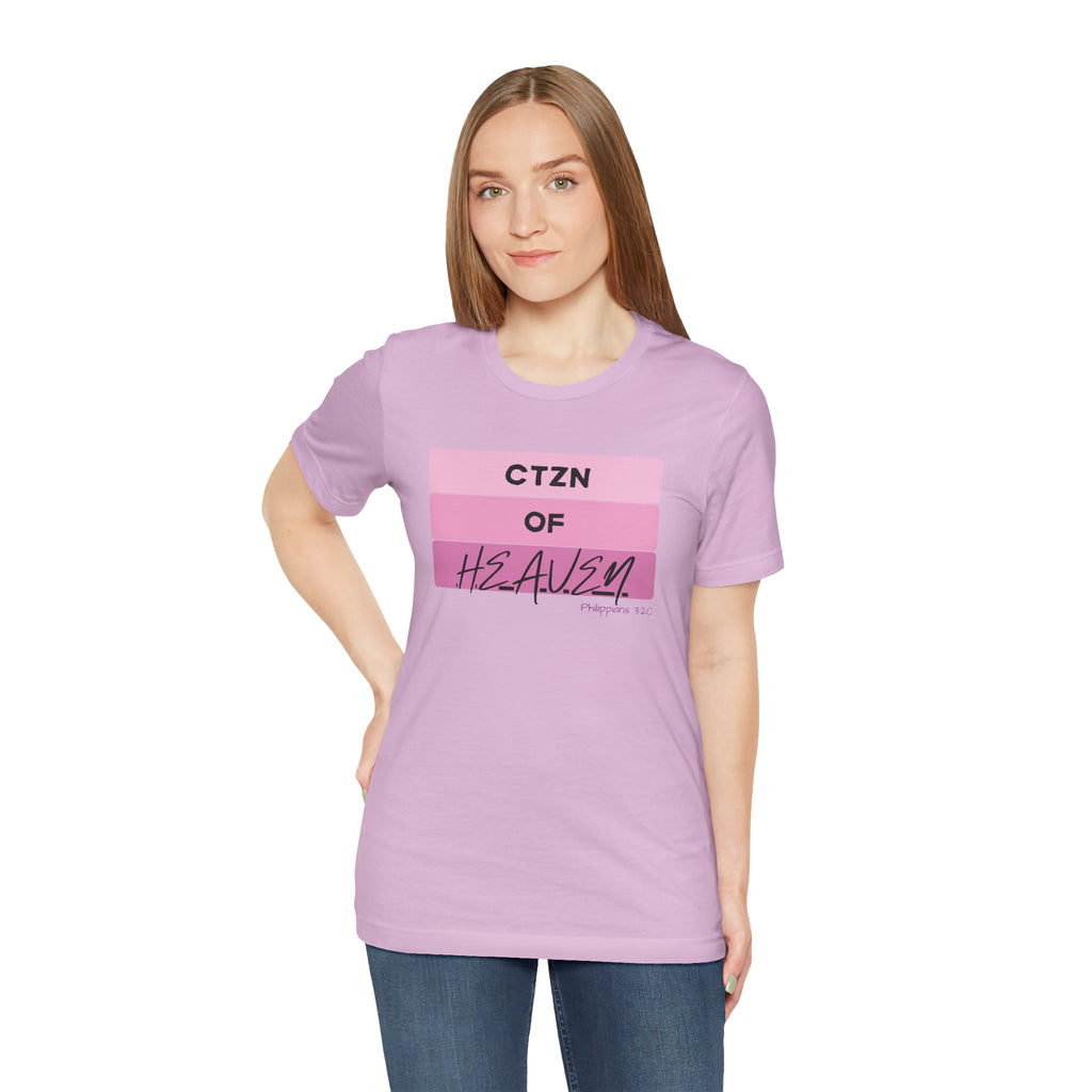 Citizen of Heaven Tee — Pink Bar Script Christian Faith T‑Shirt