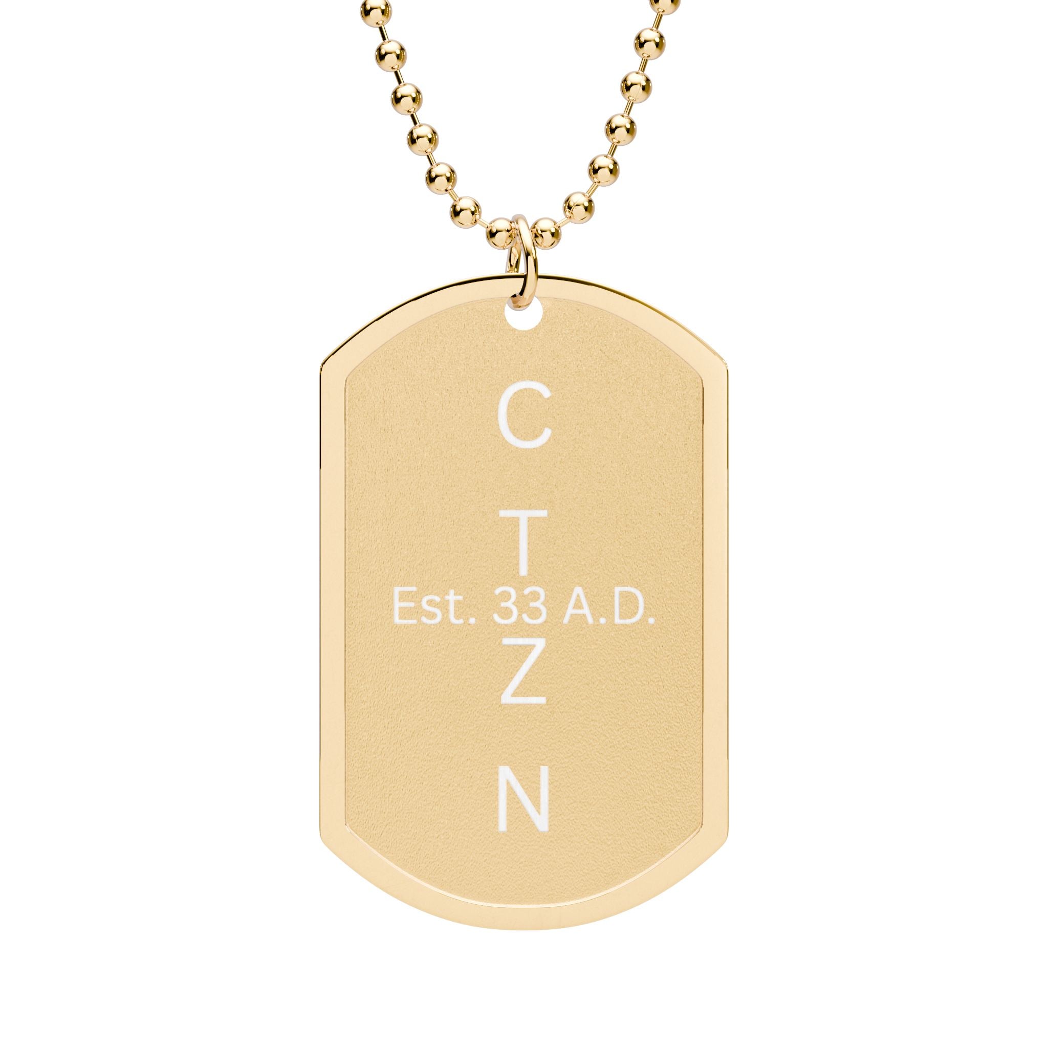 CTZN Vertical Engraved Dog Tag with Chain | Est. 33 A.D.