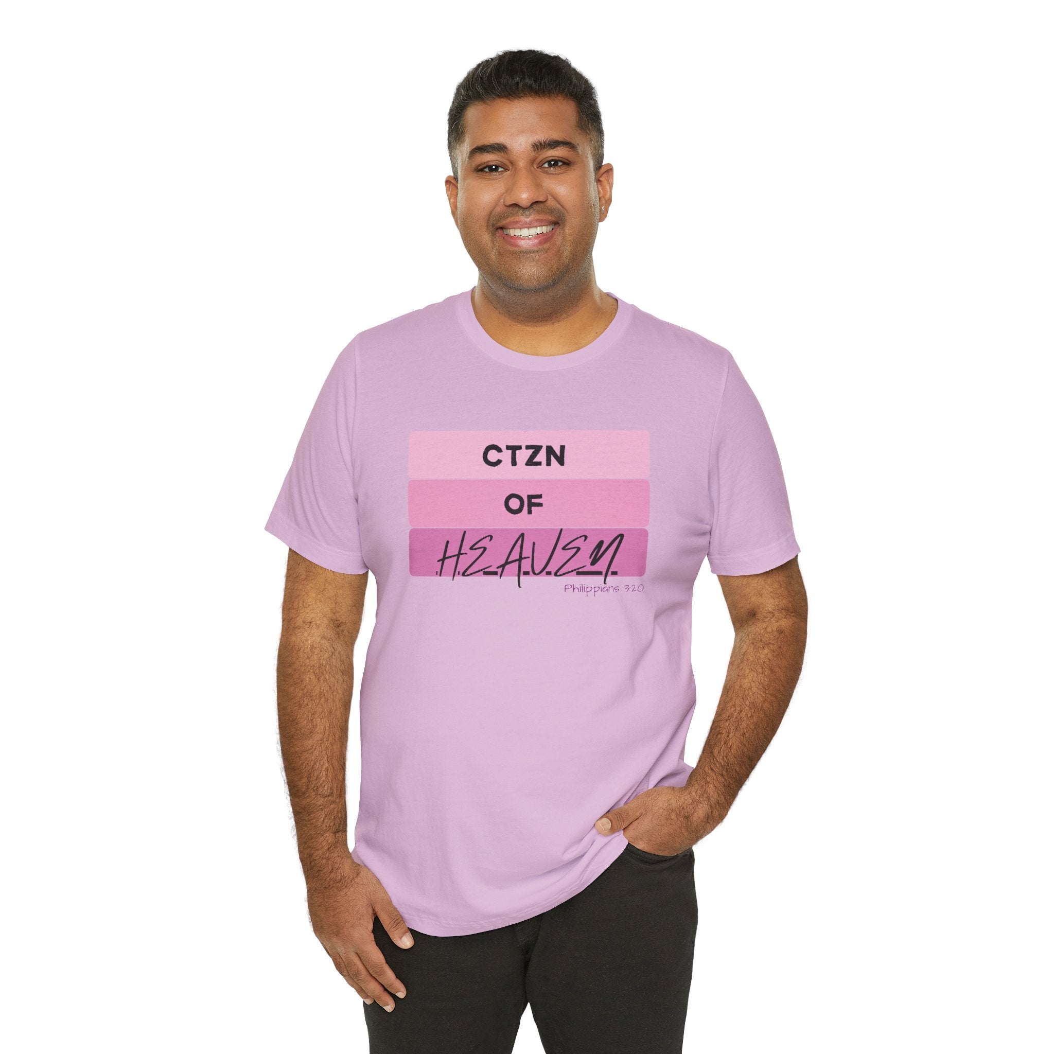 Citizen of Heaven Tee — Pink Bar Script Christian Faith T‑Shirt