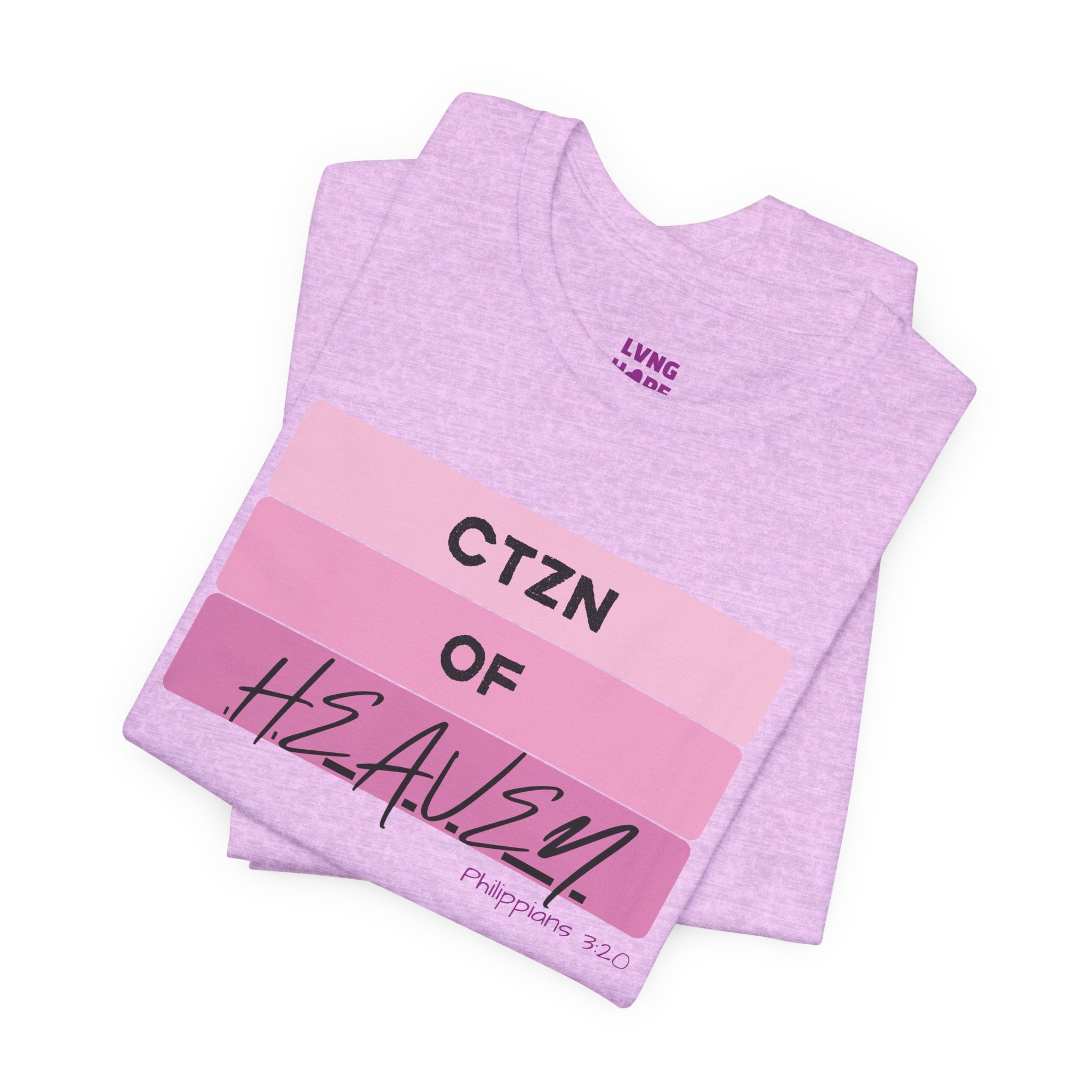 Citizen of Heaven Tee — Pink Bar Script Christian Faith T‑Shirt