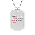 Christian Dog Tag Necklace — "He is... " Pendant