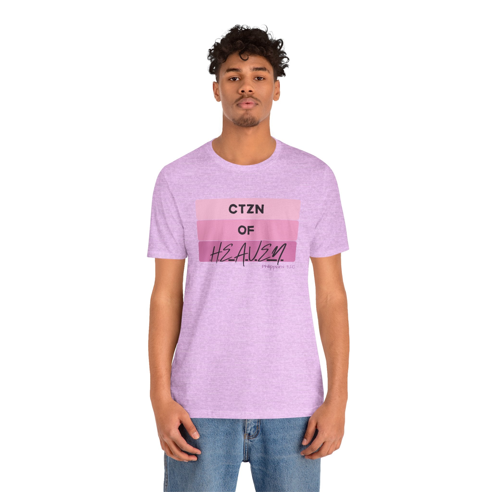 Citizen of Heaven Tee — Pink Bar Script Christian Faith T‑Shirt
